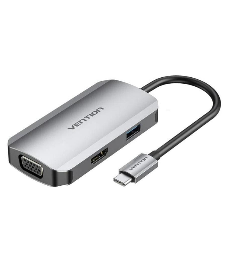 Docking usb tipo-c vention toahb/ 1xhdmi/ 1xvga/ 1xusb/ 1xusb tipo-c pd/ gris