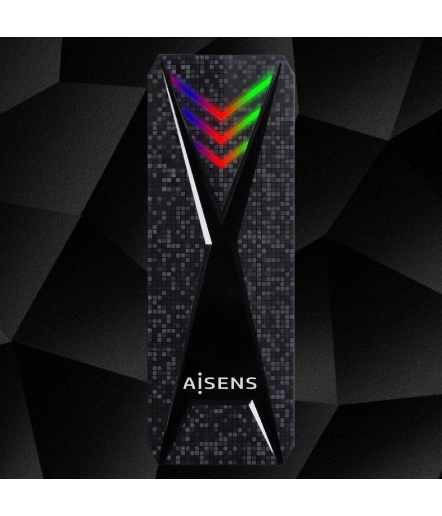 Caja externa para disco ssd m.2 nvme aisens asm2-rgb013b/ usb 3.2 gen2/ sin tornillos