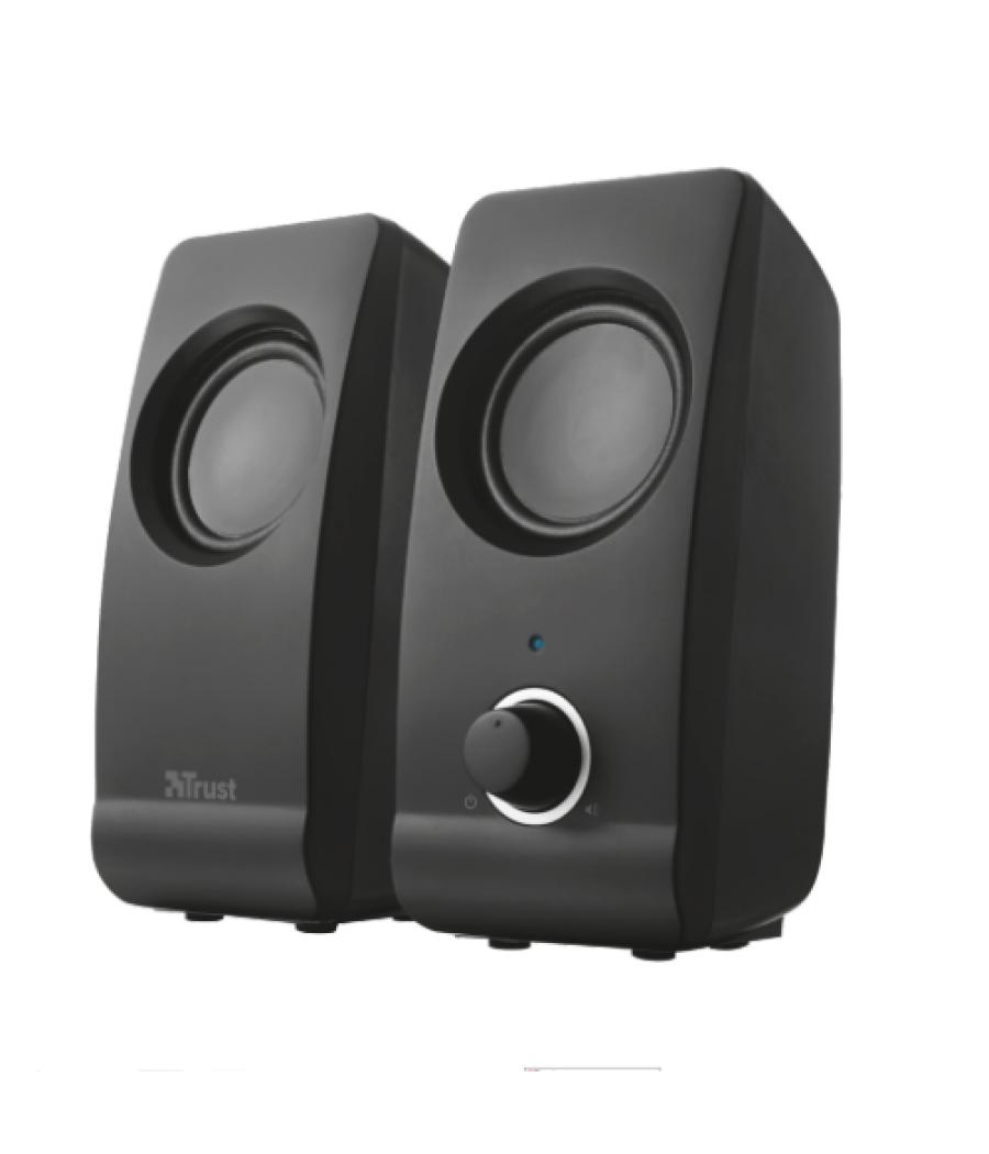 Altavoces 2.0 trust 2.0 remo speaker set 8w rms alimentados por usb control volumen negro 17595