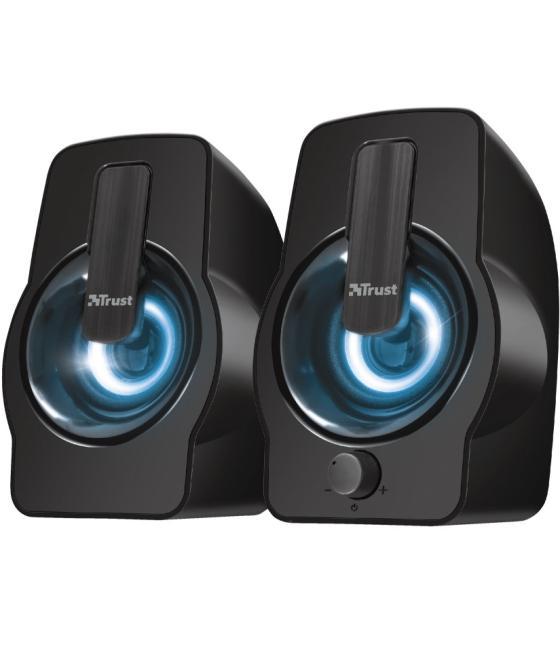 Altavoces 2.0 trust 2.0 gemi rgb 12w rms iluminacion led alimentados por usb color negro 22948