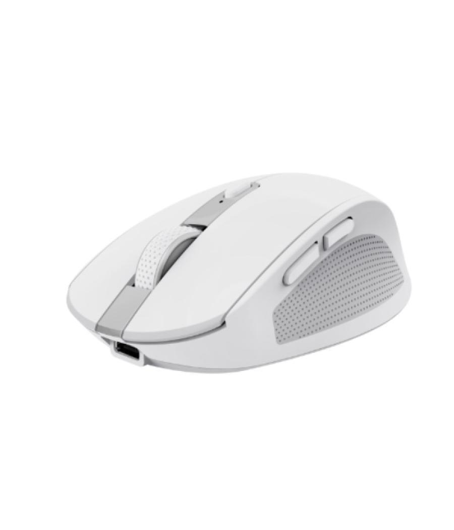 Mouse trust wireless y bluetooth ozaa 24933 blanco recargable- sensor optico - 6 botones - 800/1600/3200dpi - receptor usb-a/usb