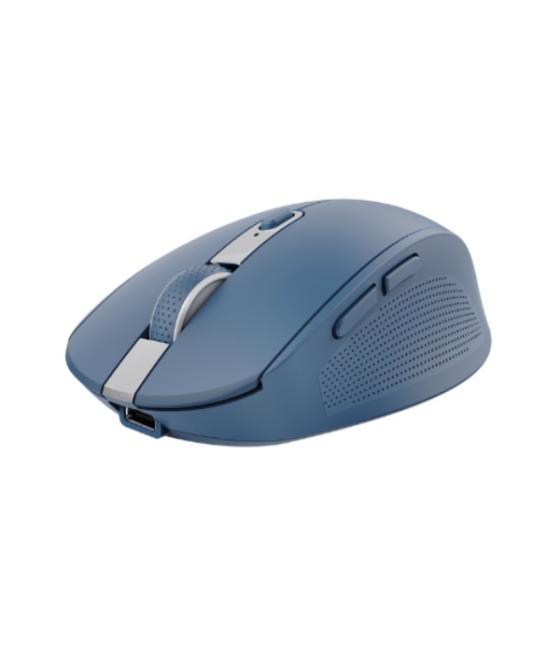 Mouse trust wireless y bluetooth ozaa 24934 azul recargable- sensor optico - 6 botones - 800/1600/3200dpi - receptor usb-a/usb-c