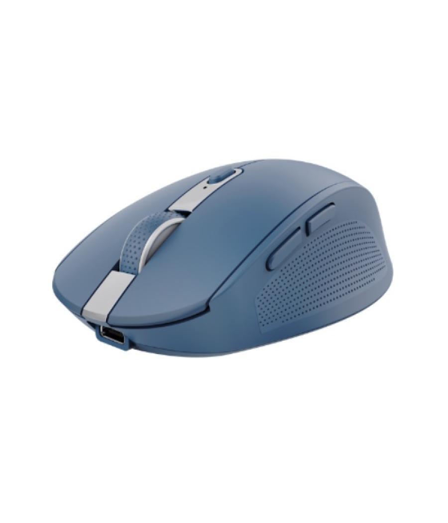 Mouse trust wireless y bluetooth ozaa 24934 azul recargable- sensor optico - 6 botones - 800/1600/3200dpi - receptor usb-a/usb-c