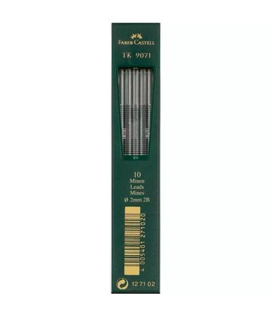 Faber castell estuche de 10 minas tk 9071 grafito 2,0mm dureza 2b