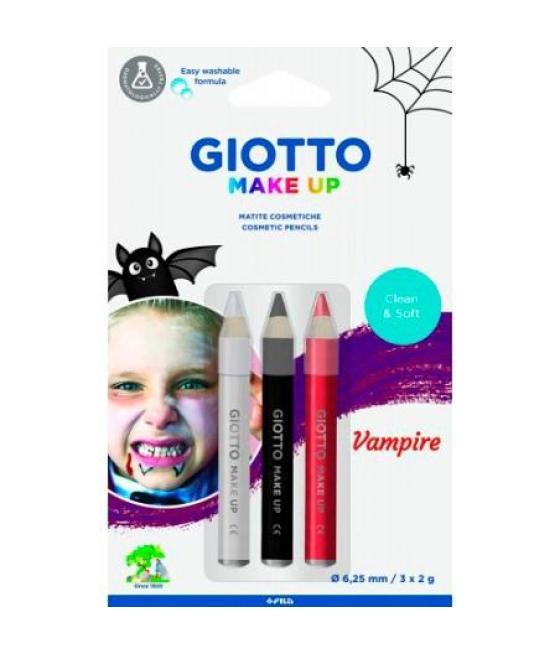 Giotto set lápices cosméticos vampiro unisex para niños colores surtidos -blister de 3u-