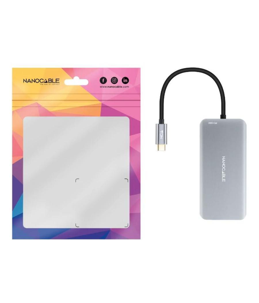 Nanocable hub usb-c 3xusb-a+2xhdmi+rj45+tf+sd+pd