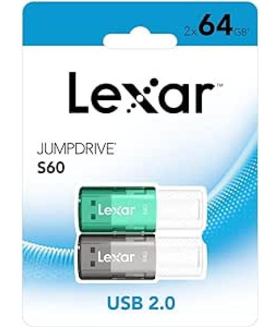 Lexar 2x64gb pack jumpdrive s60 usb 2.0 flash drive