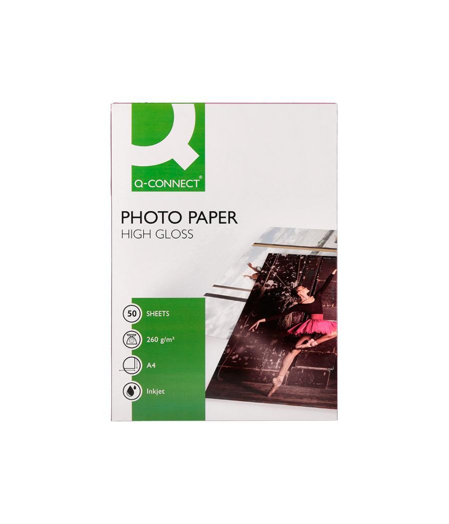 Papel q-connect foto glossy din a4 alta calidad digital photo para ink-jet bolsa de 50 hojas de 260 gr