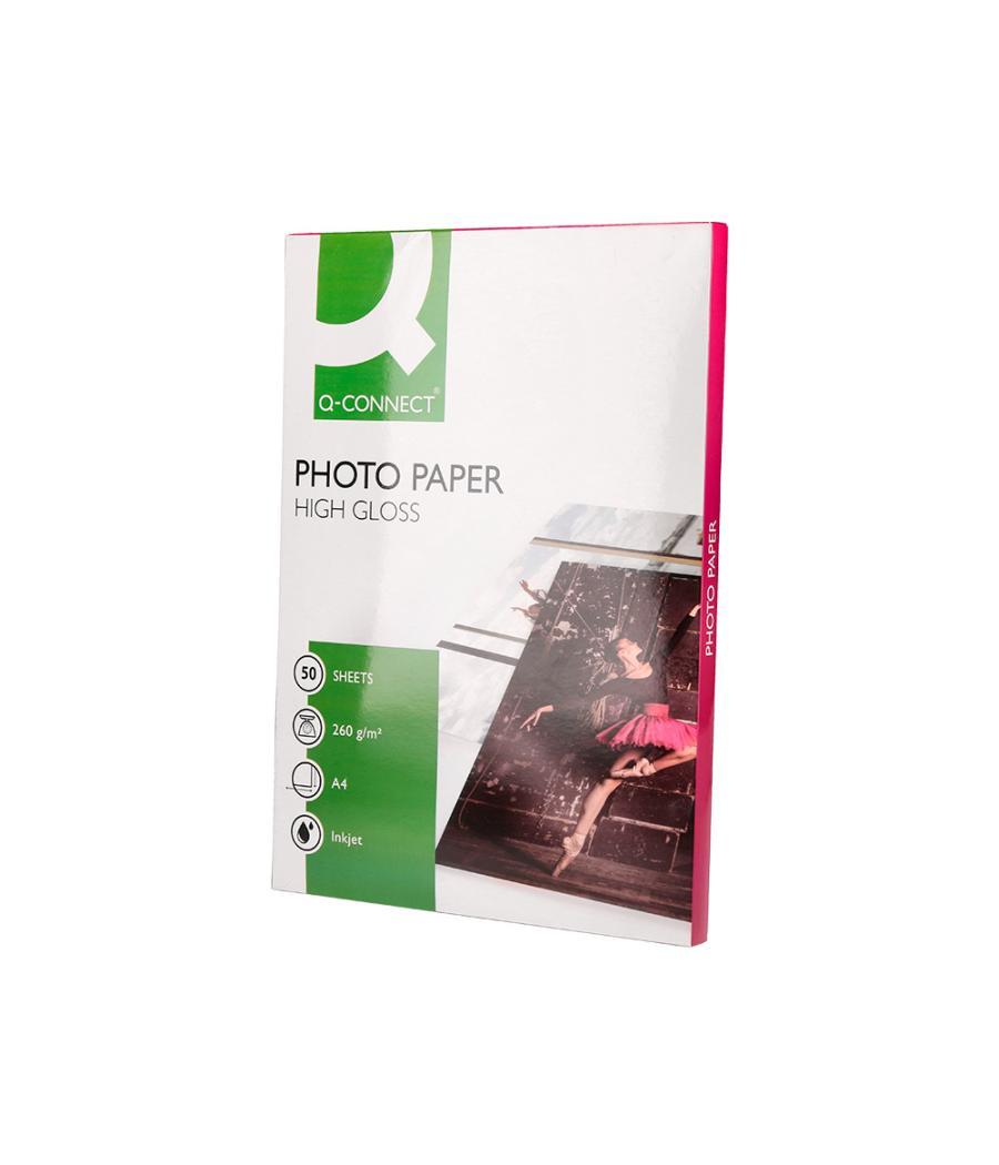 Papel q-connect foto glossy din a4 alta calidad digital photo para ink-jet bolsa de 50 hojas de 260 gr