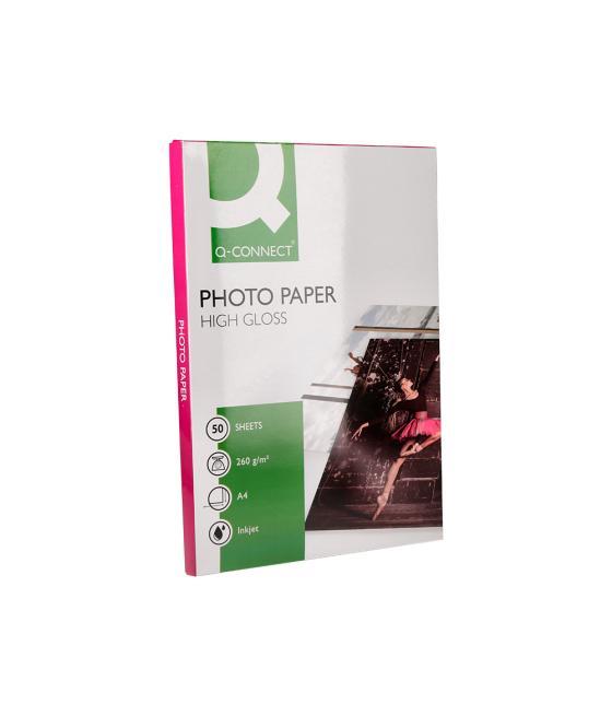 Papel q-connect foto glossy din a4 alta calidad digital photo para ink-jet bolsa de 50 hojas de 260 gr