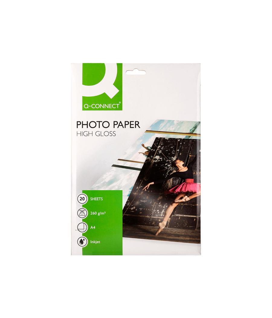 Papel q-connect foto glossy kf02163 din a4 alta calidad digital photo para ink-jet bolsa de 20 hojas de 260 gr