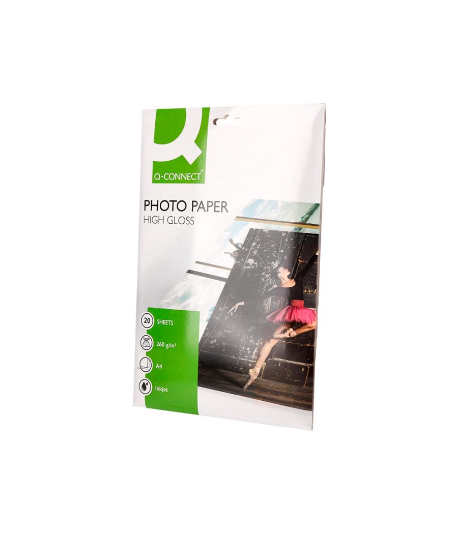 Papel q-connect foto glossy kf02163 din a4 alta calidad digital photo para ink-jet bolsa de 20 hojas de 260 gr