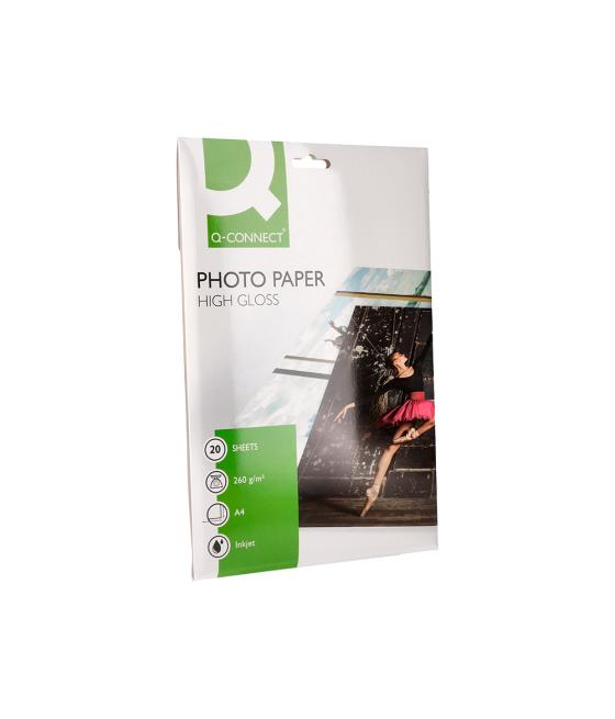 Papel q-connect foto glossy kf02163 din a4 alta calidad digital photo para ink-jet bolsa de 20 hojas de 260 gr