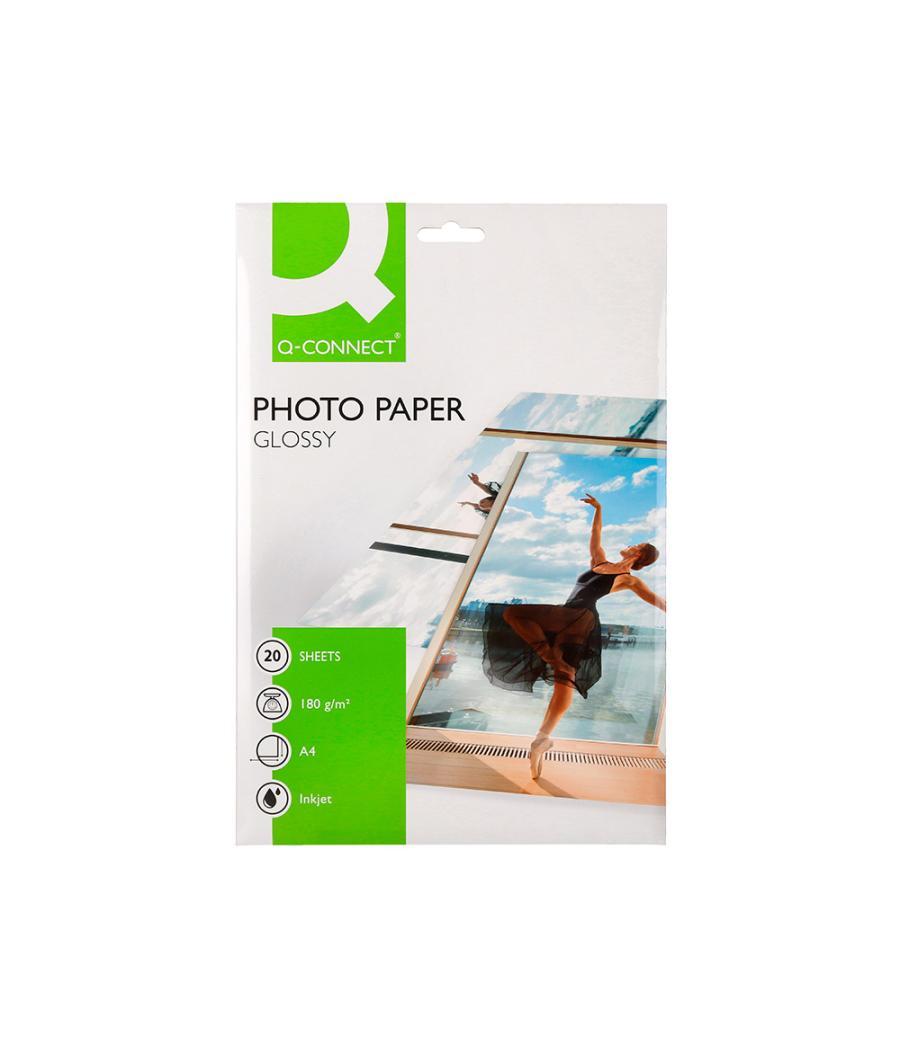 Papel q-connect foto glossy kf01103 din a4 digital photo para ink-jet bolsa de 20 hojas de 180 gr