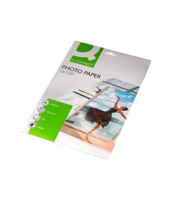 Papel q-connect foto glossy kf01103 din a4 digital photo para ink-jet bolsa de 20 hojas de 180 gr