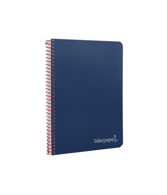 Cuaderno espiral liderpapel cuarto witty tapa dura 80h 75gr cuadro 4mm con margen color azul marino