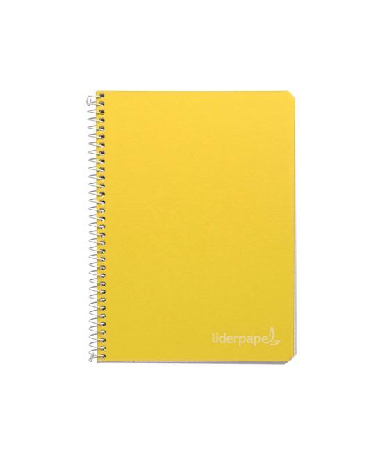 Cuaderno espiral liderpapel cuarto witty tapa dura 80h 75gr cuadro 4mm con margen color amarillo