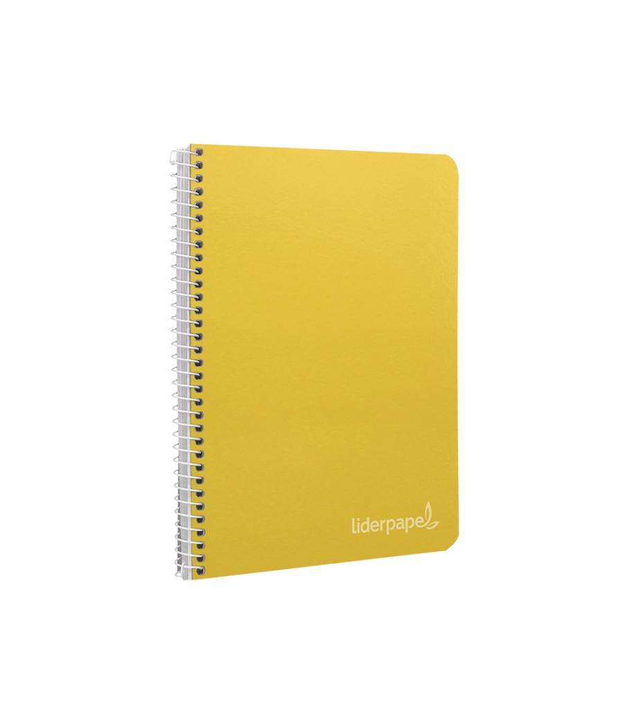 Cuaderno espiral liderpapel cuarto witty tapa dura 80h 75gr cuadro 4mm con margen color amarillo