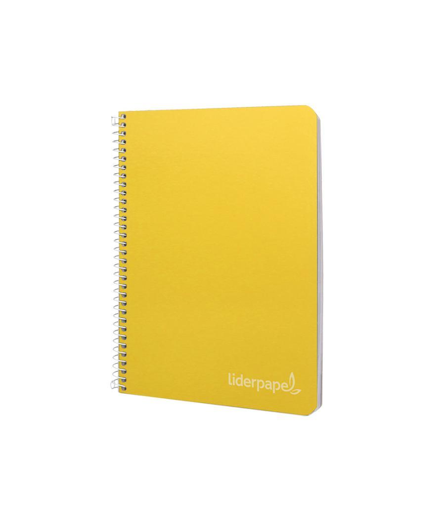 Cuaderno espiral liderpapel cuarto witty tapa dura 80h 75gr cuadro 4mm con margen color amarillo