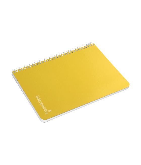 Cuaderno espiral liderpapel cuarto witty tapa dura 80h 75gr cuadro 4mm con margen color amarillo