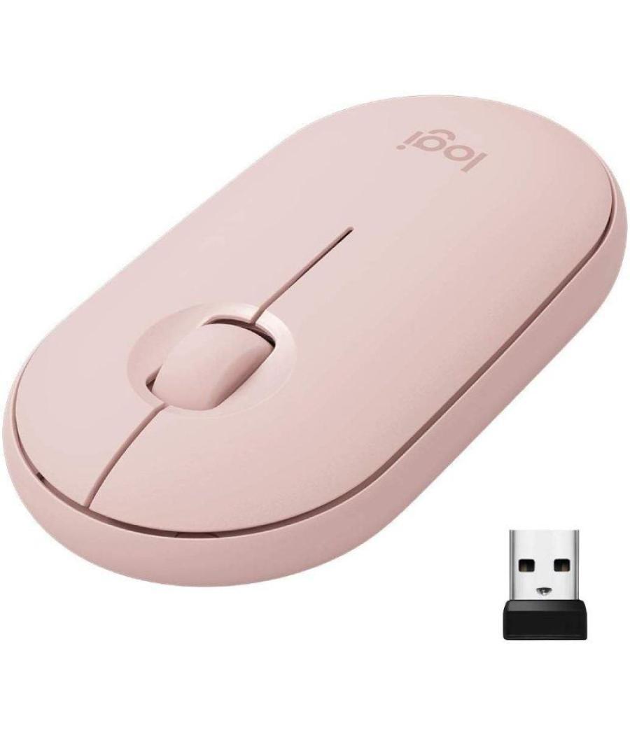 Ratón inalámbrico por bluetooth/ 2.4ghz logitech pebble m350/ hasta 1000 dpi/ rosa