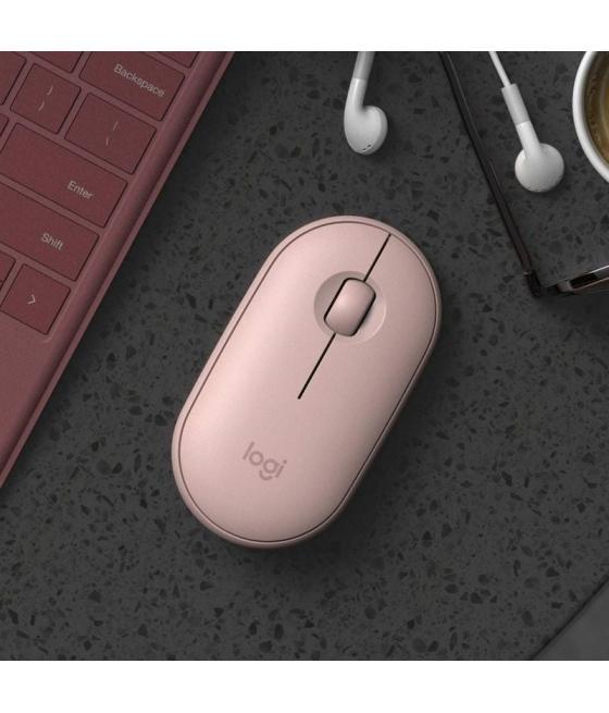 Ratón inalámbrico por bluetooth/ 2.4ghz logitech pebble m350/ hasta 1000 dpi/ rosa