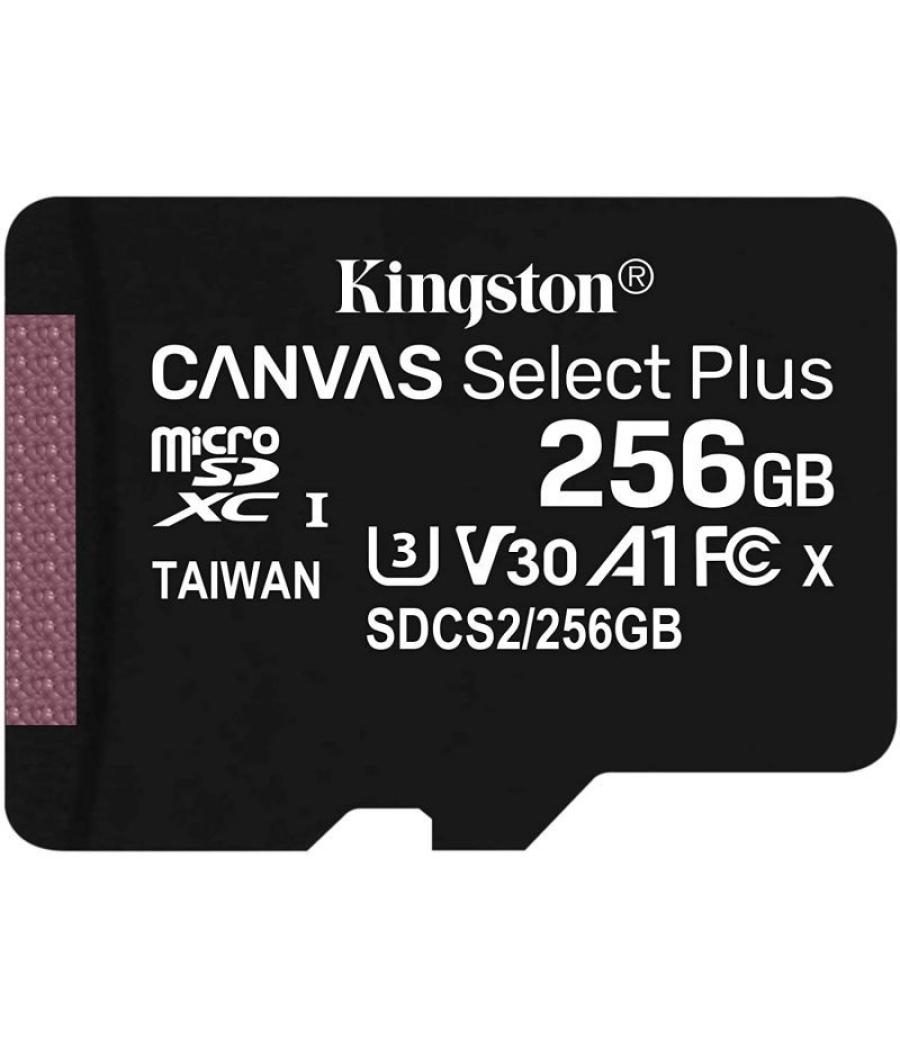 Tarjeta de memoria kingston canvas select plus 256gb microsd xc/ clase 10/ 100mbs