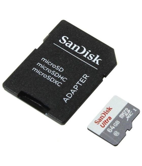 Tarjeta de memoria sandisk ultra 64gb microsd xc con adaptador/ clase 10/ 100mb/s