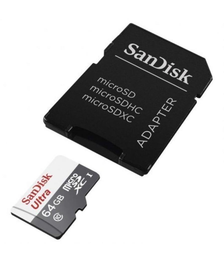 Tarjeta de memoria sandisk ultra 64gb microsd xc con adaptador/ clase 10/ 100mb/s