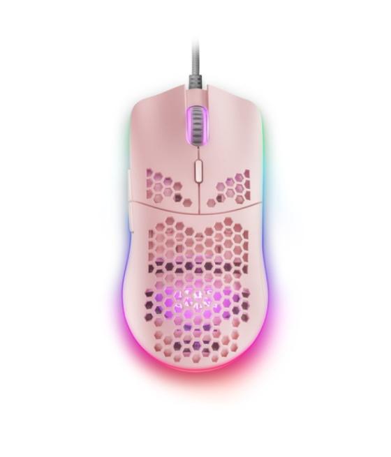Mouse mars gaming rgb mmax dise¾o hive pink 12400dpi pixart 3327pro switch huano superficie perforada iluminacion rgb chroma