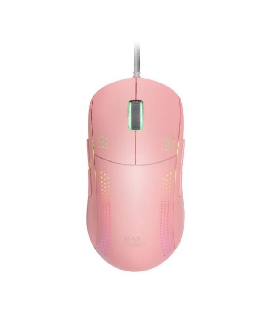 Mouse mars gaming rgb mmpro pink ambidiestro 32k dpi optica pixart 3335pro 9 botones 4 de ellos extraibles switeches mecanicos k