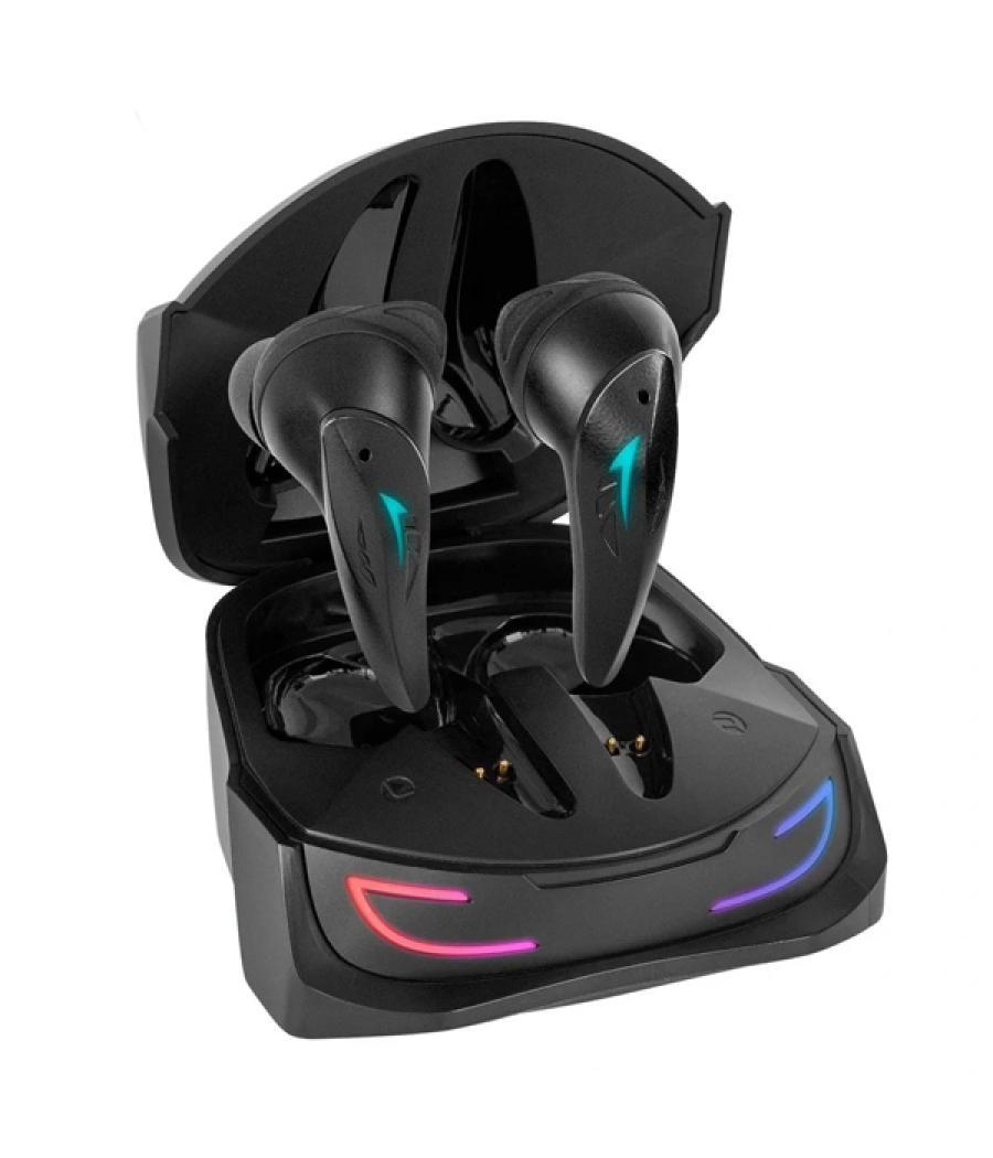 Auricular bluetooth mars gaming mhi-ultra black bt 5.3 tws cancelacion de ruido anc+enc pasiva iluminacion rgb flow ipx4 caja de