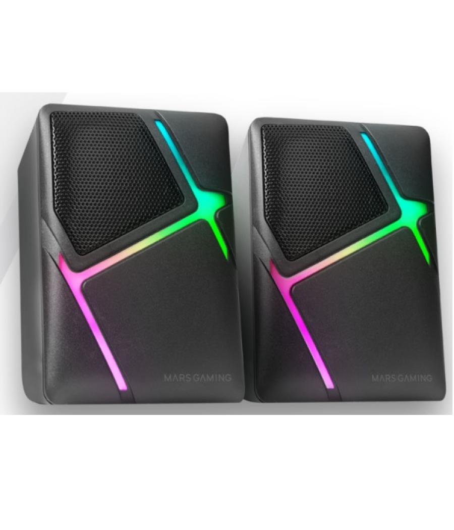 Altavoces 2.0 mars gaming ms-h negro 10w iluminacion rgb control de volumen jack 3.5mm