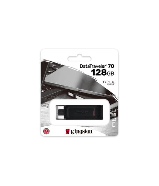 Kingston Technology DataTraveler 70 unidad flash USB 128 GB USB Tipo C 3.2 Gen 1 (3.1 Gen 1) Negro
