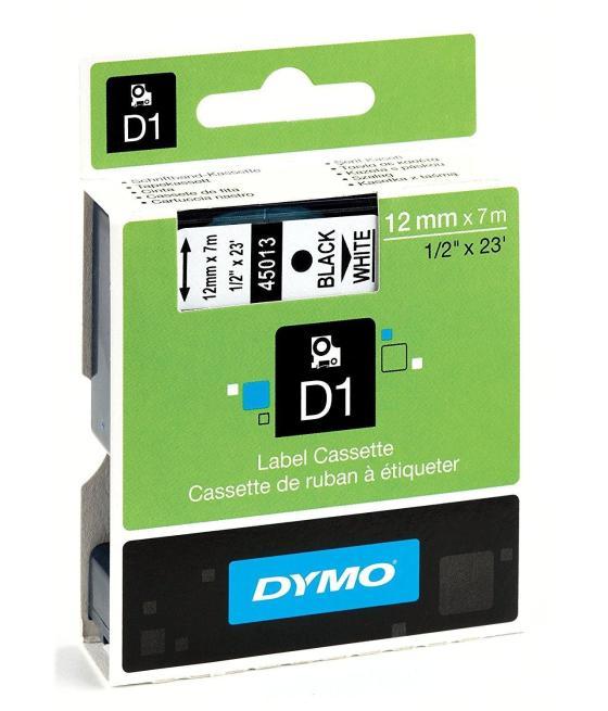 Dymo cinta de transferencia termica d1 45013. etiquetas estándar negro sobre blanco de 12mmx7m . poliester autoadhesiva. rotulad