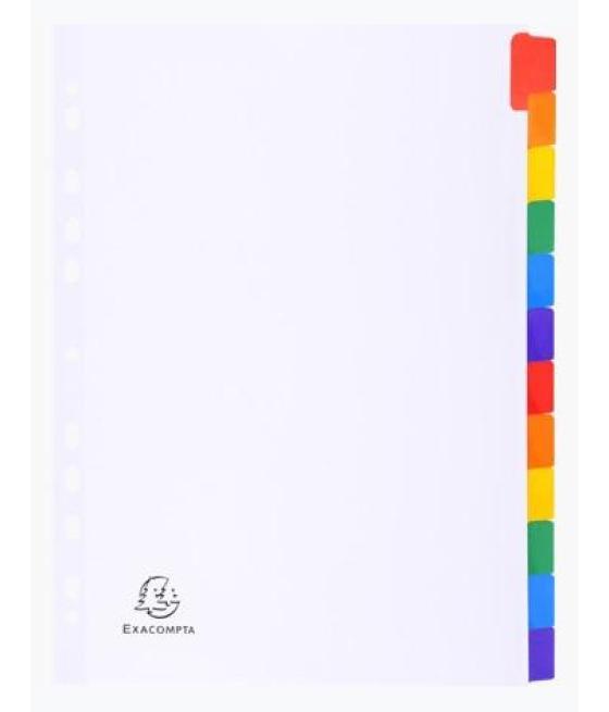 Exacompta separadores cartulina blanca 160gr 12 posiciones a4 pestañas colores