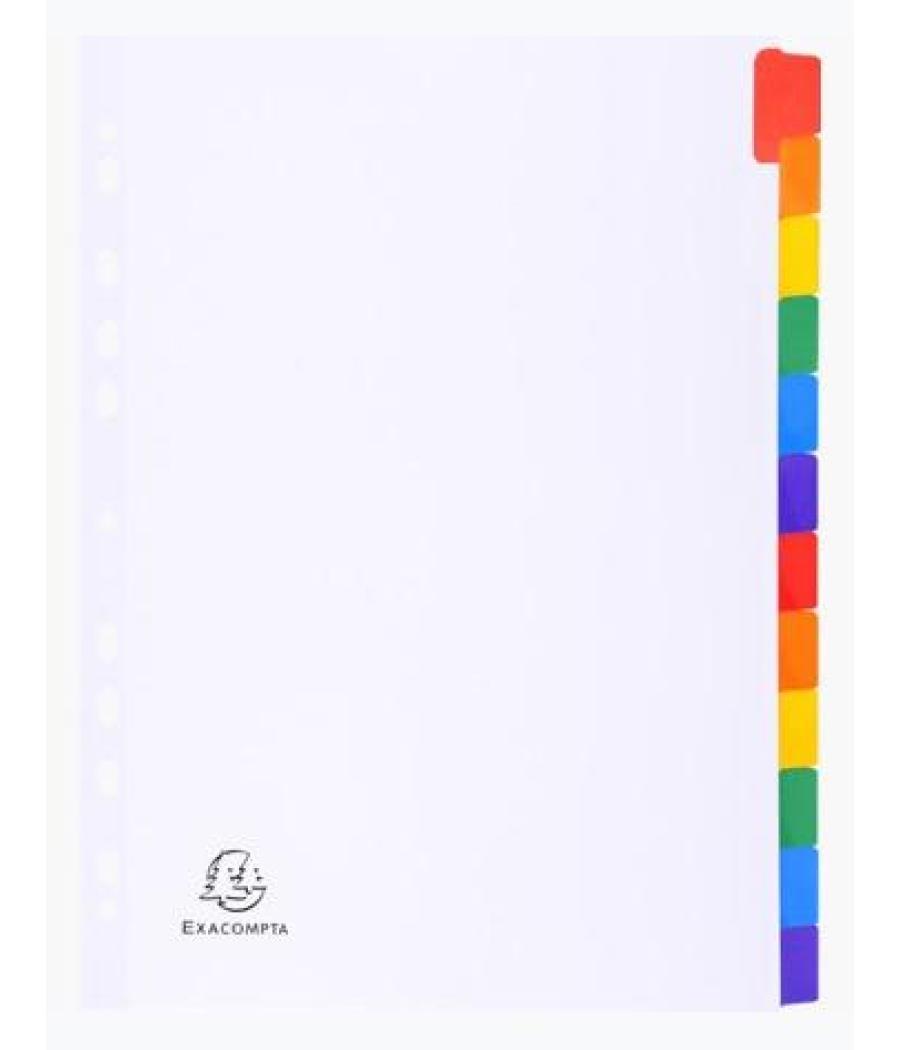 Exacompta separadores cartulina blanca 160gr 12 posiciones a4 pestañas colores