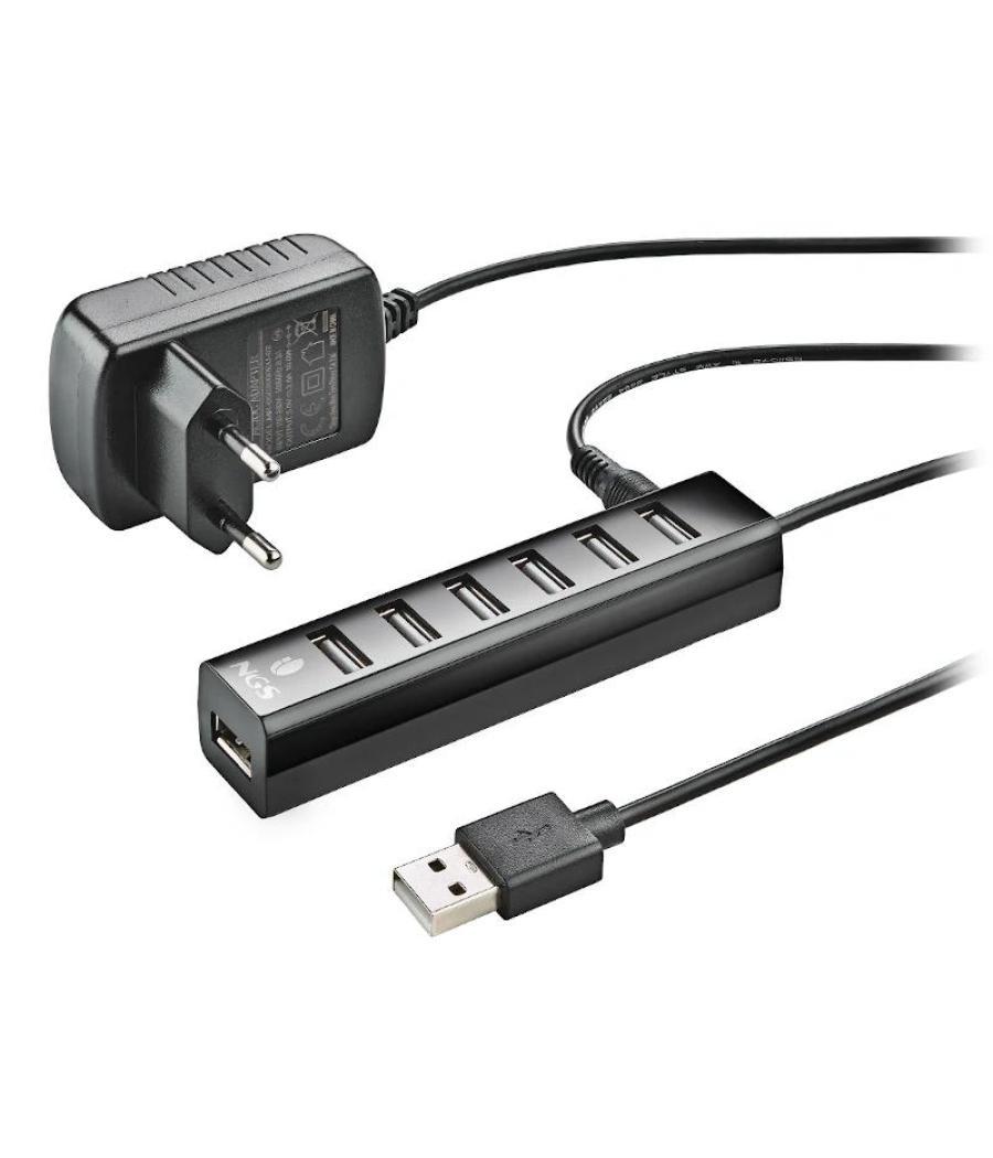 Ngs hub 7 puertos 2.0 con adap.corriente