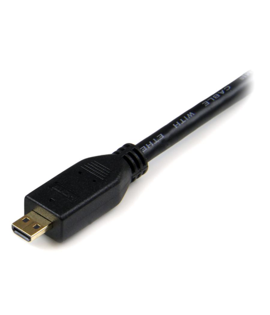 StarTech.com Cable de 50cm Micro HDMI a HDMI con Ethernet - Vídeo de 4K a 30Hz - Cable Adaptador Conversor Micro HDMI Tipo D de 