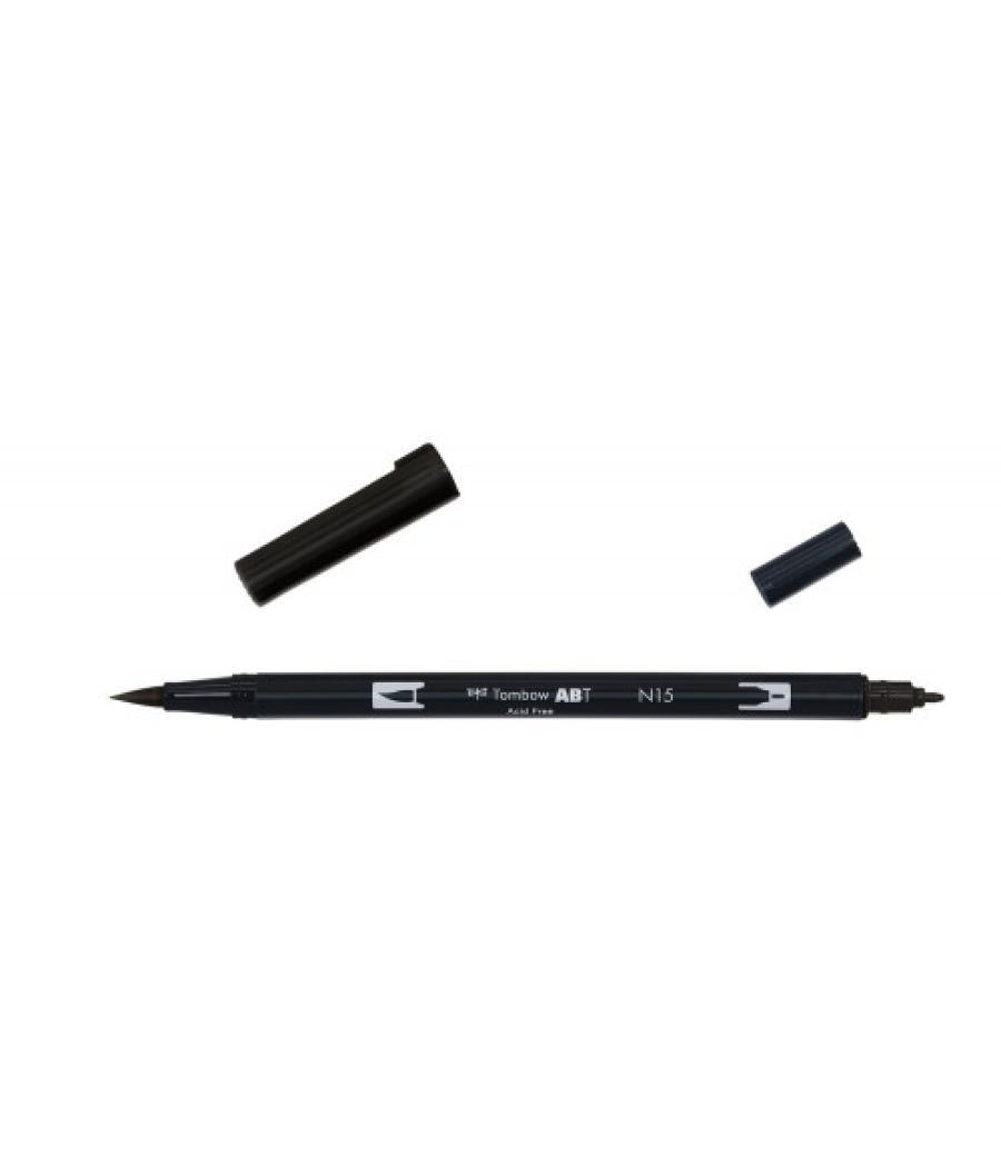 Rotulador doble punta pincel color negro tombow abt-n15