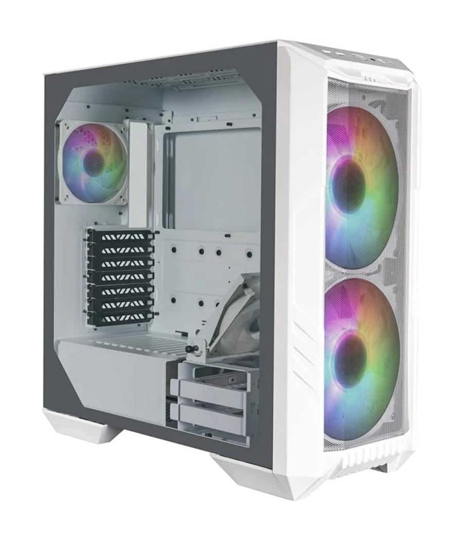Caja ordenador gaming atx coolermaster haf 500 blanca cristal templado - 2 x 200mm argb frontal - 1 x 120mm trasero argb - 1 x f