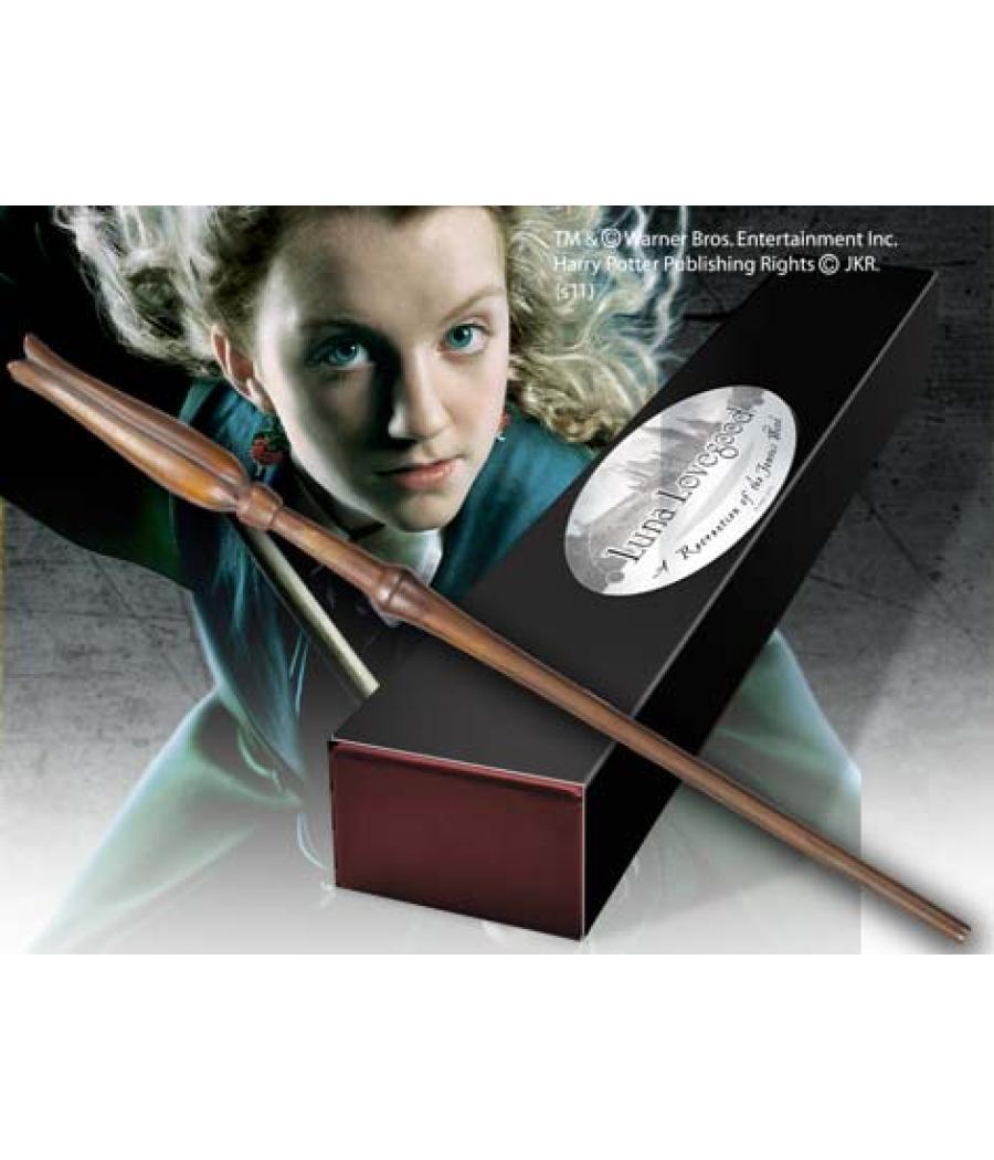 Replica the noble collection harry potter varita de luna lovegood caja decorada & placa identificativa