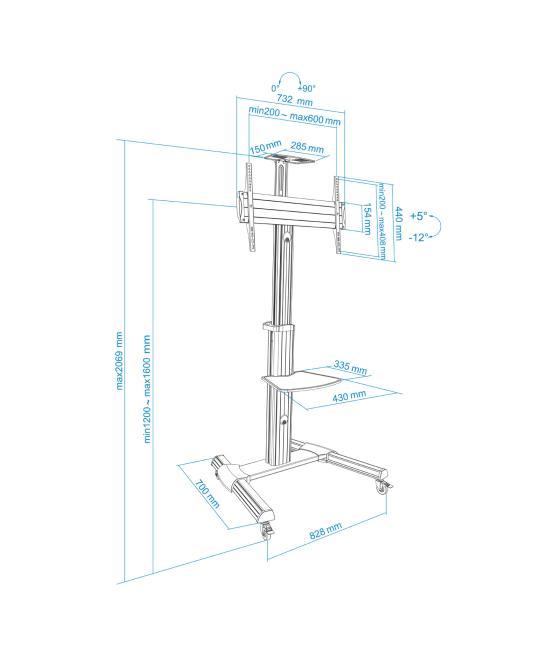Soporte de suelo tooq para pantalla tv 37pulgadas - 70pulgadas fs1870m - b