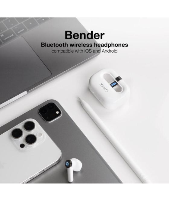 Auriculares bluetooth tooq bender tqbwh-0031w con estuche de carga/ autonomía 4h/ blancos