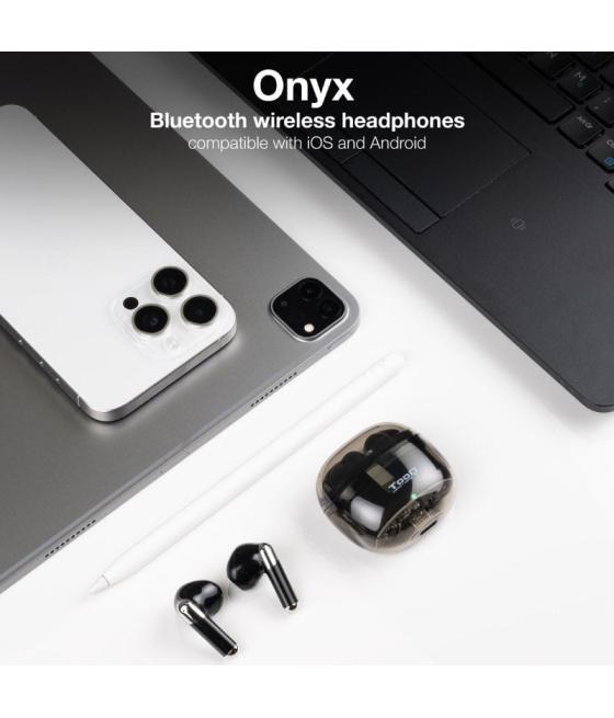 Auriculares bluetooth tooq onyx tqbwh-0054b con estuche de carga/ autonomía 4h/ negros