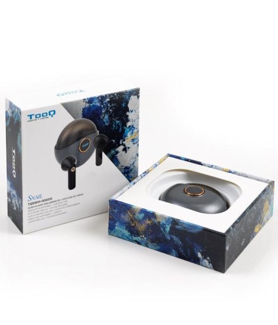 Auriculares bluetooth tooq snail tqbwh-0060g con estuche de carga/ autonomía 4h/ grises y negros