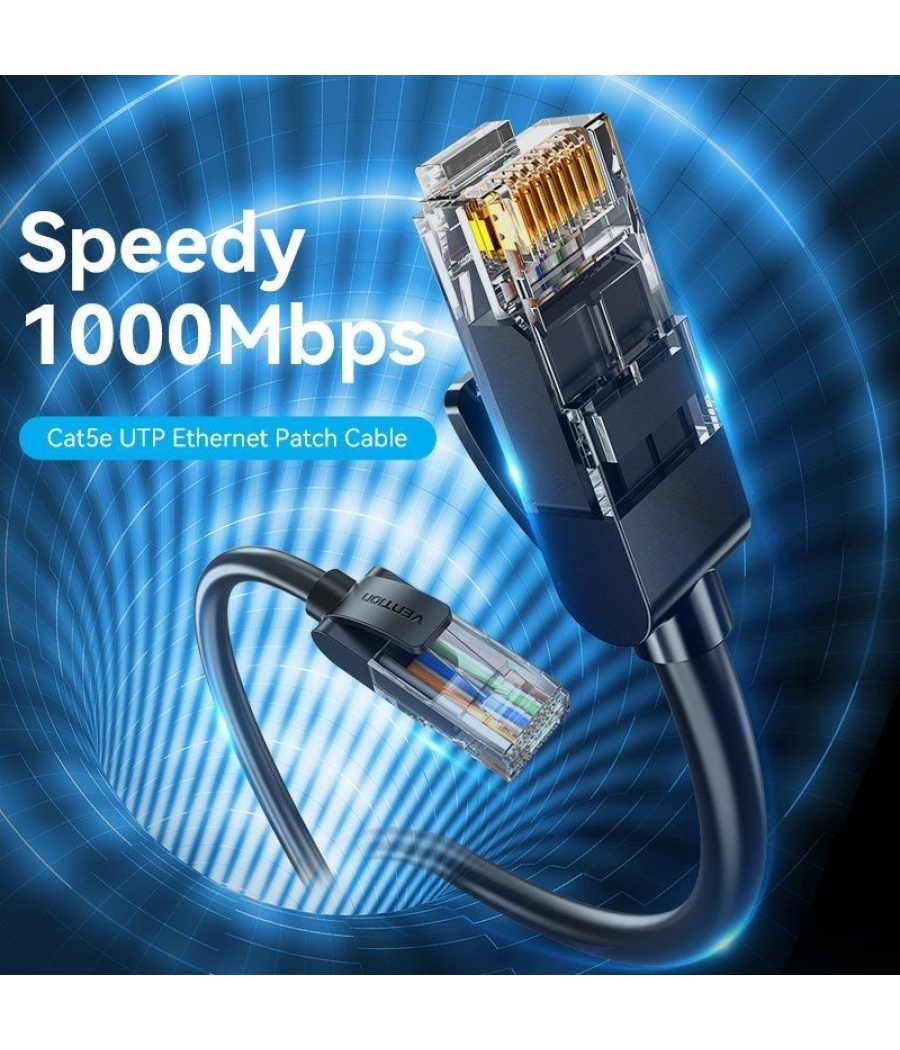 Cable de red rj45 utp vention iabbf cat.5e/ 1m/ negro