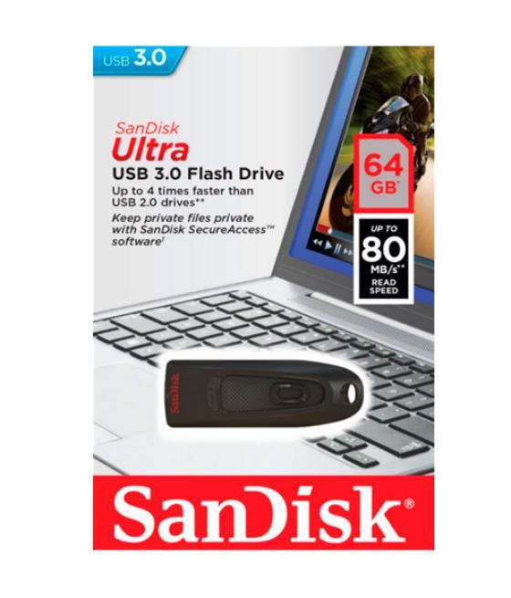 Memoria usb 64gb sandisk ultra usb 3,0 cifrado datos 128bits sdcz48-064g-u46