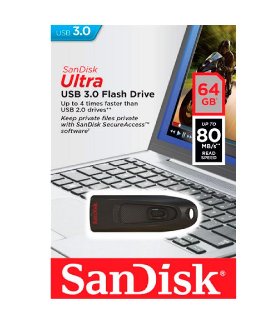 Memoria usb 64gb sandisk ultra usb 3,0 cifrado datos 128bits sdcz48-064g-u46