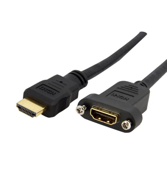 StarTech.com Cable Adaptador de 0,9m HDMI Hembra a Macho, Cable HDMI de Alta Velocidad 4K de Montaje en Panel, HDMI UHD 4K 30Hz,